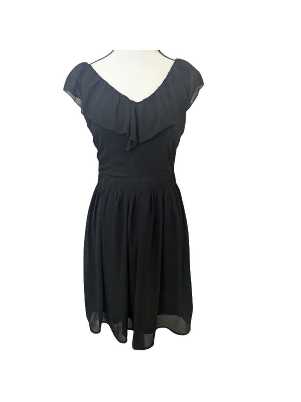 Ya Los Angeles Black Silk Blend Ruffle Dress | Romantic Soft Goth Whimsigoth | M